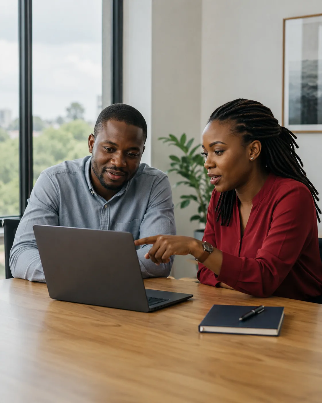 An adviser going through cover options with a client